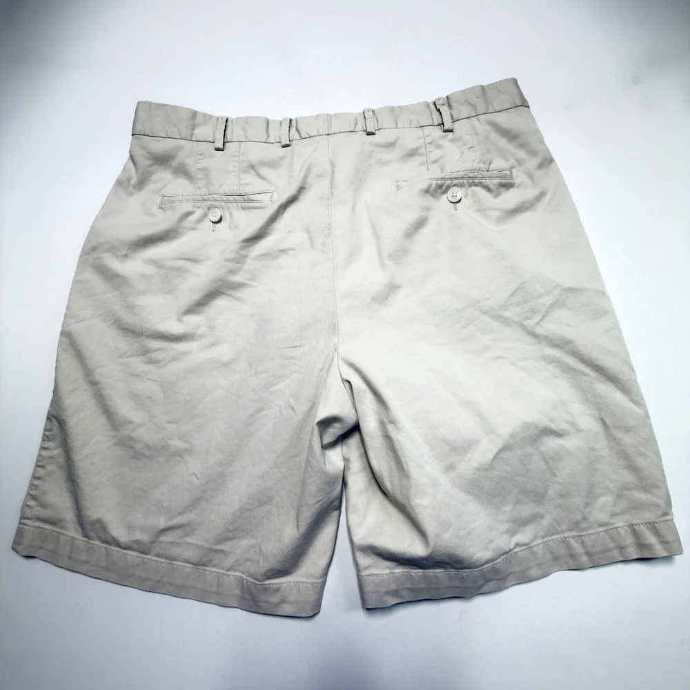 Peter Millar Crown Sport Khaki Golf Shorts Men's 36 Flat Front Classic Fit